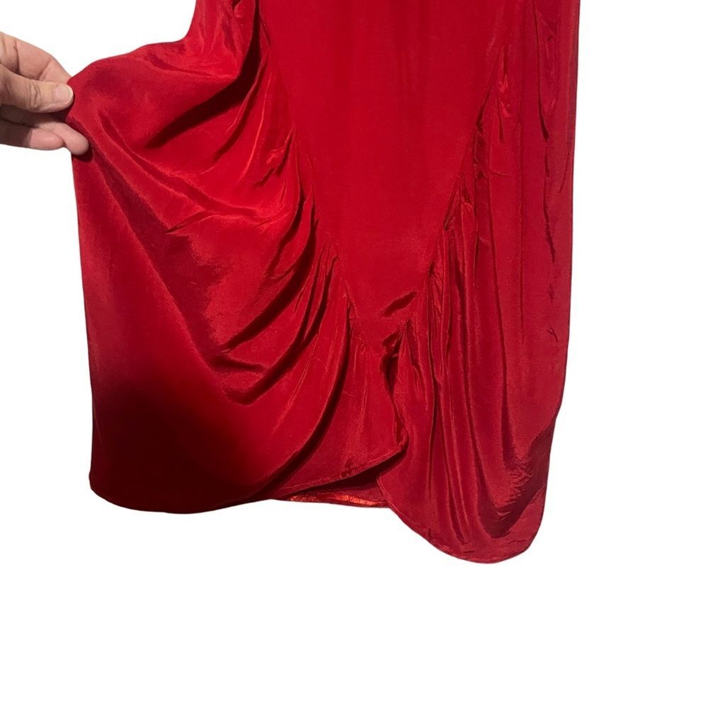 Vintage 80s Red Ruched Mini Dress Medium - Picture 7 of 13